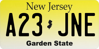 NJ license plate A23JNE