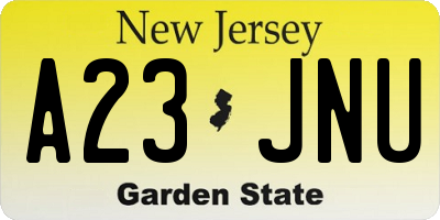 NJ license plate A23JNU