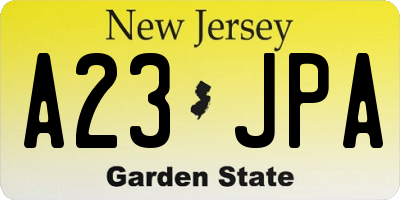 NJ license plate A23JPA