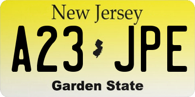 NJ license plate A23JPE