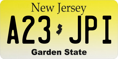 NJ license plate A23JPI