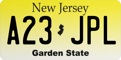 NJ license plate A23JPL