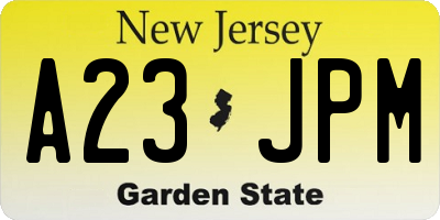 NJ license plate A23JPM