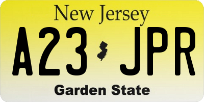 NJ license plate A23JPR