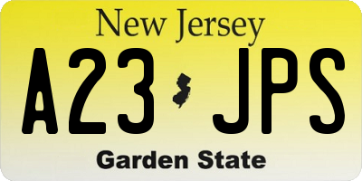 NJ license plate A23JPS
