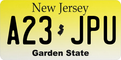 NJ license plate A23JPU