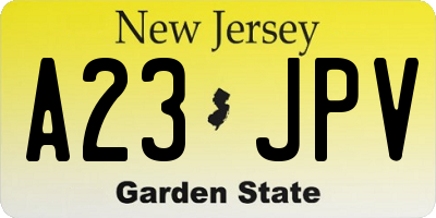 NJ license plate A23JPV