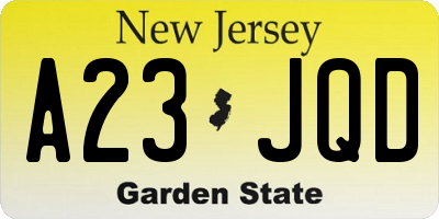 NJ license plate A23JQD