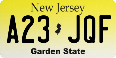 NJ license plate A23JQF