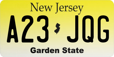 NJ license plate A23JQG