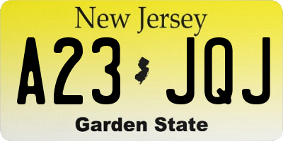 NJ license plate A23JQJ