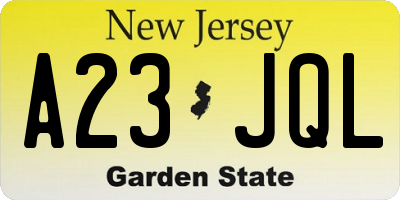 NJ license plate A23JQL