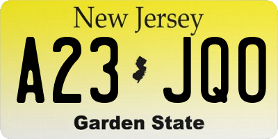NJ license plate A23JQO