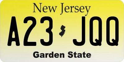 NJ license plate A23JQQ