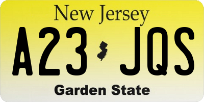 NJ license plate A23JQS