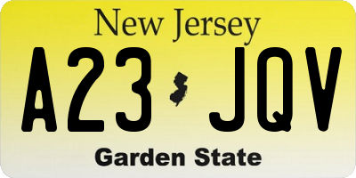 NJ license plate A23JQV