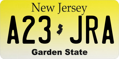 NJ license plate A23JRA