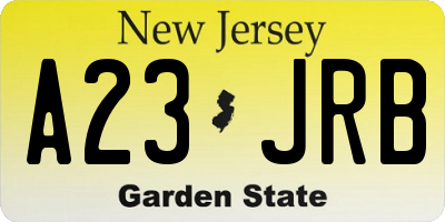 NJ license plate A23JRB
