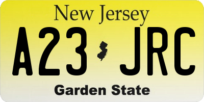 NJ license plate A23JRC
