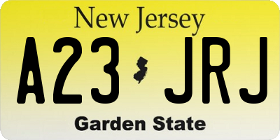 NJ license plate A23JRJ