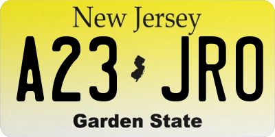 NJ license plate A23JRO