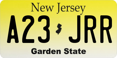 NJ license plate A23JRR