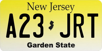 NJ license plate A23JRT