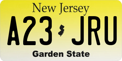 NJ license plate A23JRU