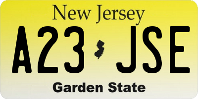 NJ license plate A23JSE