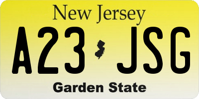 NJ license plate A23JSG