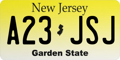 NJ license plate A23JSJ