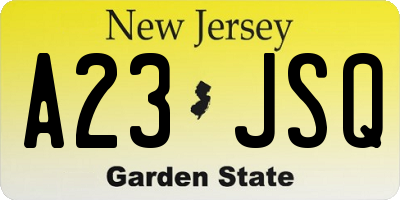 NJ license plate A23JSQ