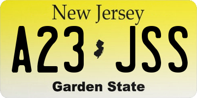 NJ license plate A23JSS