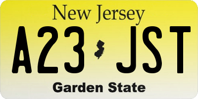 NJ license plate A23JST