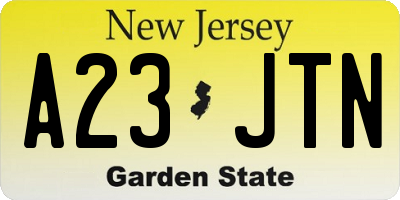 NJ license plate A23JTN