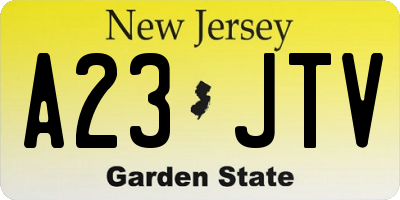 NJ license plate A23JTV
