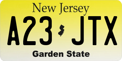 NJ license plate A23JTX