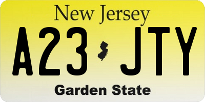 NJ license plate A23JTY