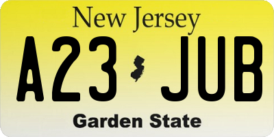 NJ license plate A23JUB