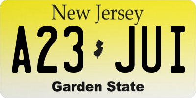 NJ license plate A23JUI