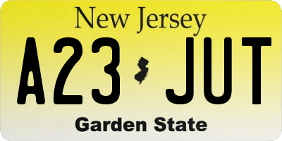 NJ license plate A23JUT