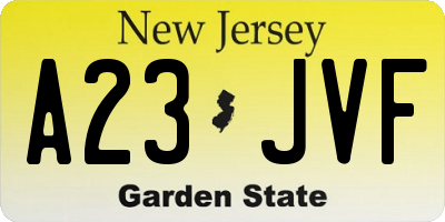 NJ license plate A23JVF