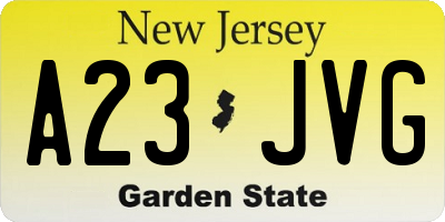 NJ license plate A23JVG
