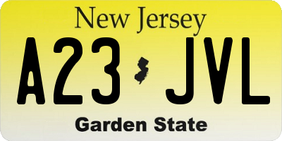 NJ license plate A23JVL