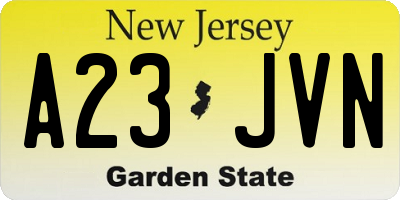 NJ license plate A23JVN