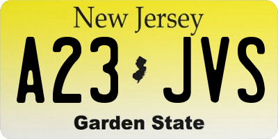 NJ license plate A23JVS