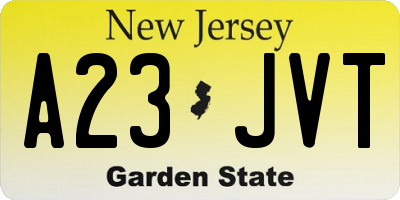 NJ license plate A23JVT