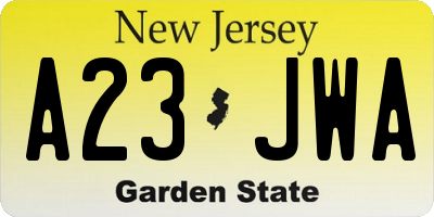 NJ license plate A23JWA