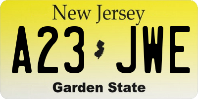 NJ license plate A23JWE