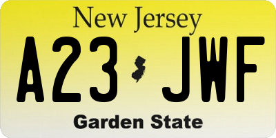 NJ license plate A23JWF